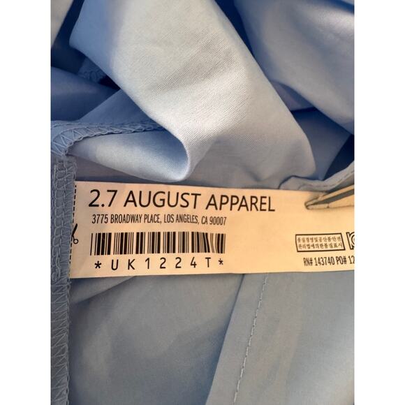 NEW ENGLISH FACTORY- Pastel Blue Ruffle Neckline Blouse Top Size S - Picture 10 of 11